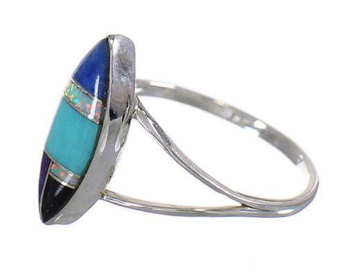 Genuine Sterling Silver Southwest Multicolor Ring Size 5-1/2 QX84805